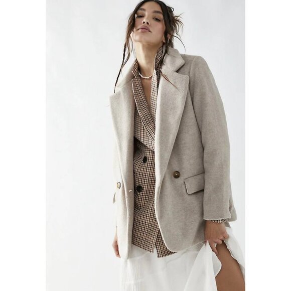 Free People Jackets & Blazers - Free People Mari Oversized Beige Sand Blazer Jacket Overcoat NWOT Size Xlarge